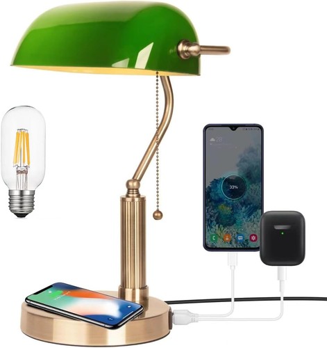 Bankers lamp green glass - lamp,,