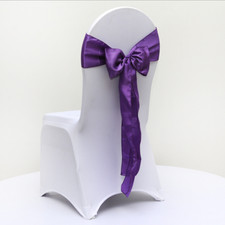 purple satin chair sashes ties chair bows ribbon wedding birthday party decor