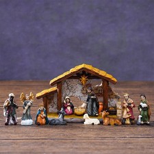12 Pieces Jesus Manger Scene Figurines Nativity Set with Animals & Figures