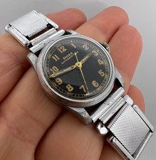 VINTAGE DOXA  MILITARY MENS BLACK DIAL WATCH SWISS MADE