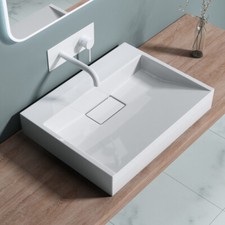Bathroom Wash Sink Basin Stone Resin Countertop Wall Mounted White 500 - 1200mm