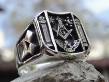 New Masonic Ring Sterling Silver 925 Masonry Freemason Handmade New All Sz