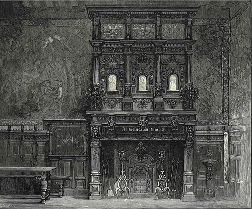 Carved oak settle 1881 - carved,
