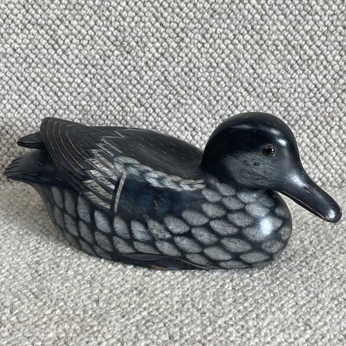 Hand carved wooden duck decoy - wooden,