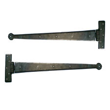 18 inch Penny Hand Forged Iron Tee Hinge Pair Strap T Hinge BEESWAX & BLACK UK
