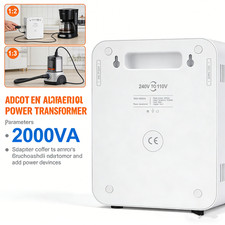 2000W Voltage Transformer UK-Regulator AC 240V to 110V Step-down Converter White