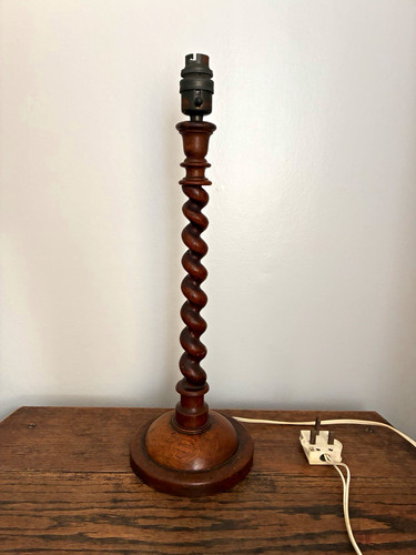 Wood barley twist table lamp - wood,