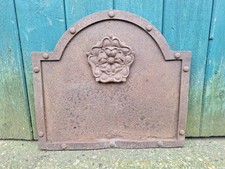 Vintage Wrought Iron Fireplace TUDOR ROSE Rivet Fire Back Range Plate FREE P&P 