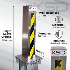 540mm Telescopic Bollard Driveway Security Stainless Steel Lockable Parking Post