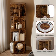 Rotating Bookshelf 360 Display 4 Tier Floor Standing Bookcase Storage Rack