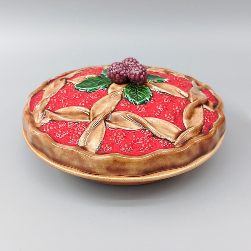 Vintage ceramic fruit pie - fruit, dish