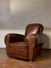 A Gorgeous French Leather Club Chair, Deep Havana Gang-box Model, Circa 1940’s