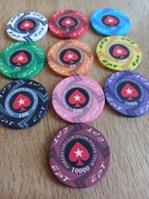 10x Professional Ceramic Poker Chips - European Poker Tour - EPT - Test Set