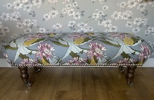 A new footstool in Laura Ashley Larissa Blue Bird fabric