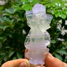 82G Natural  fluorite carving angel quartz crystal healing gift