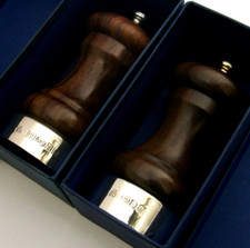 SUPER BOXED STERLING SILVER SALT & PEPPER POTS CRUET GRINDERS SET MINT 1994/2003