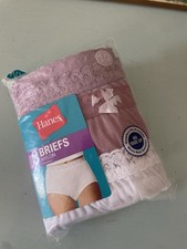 Hanes Nylon Briefs Lace Trim Cotton Linen Pack Of 3 Size 10 NIB