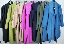 Ladies Lagenlook Warm Winter  Soft  2 Pocket Open Waterfall Collar Coat Jacket