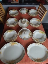 Grindley Cream Petal Bone China Dinnerware Set ( Broom Design) Very Rare