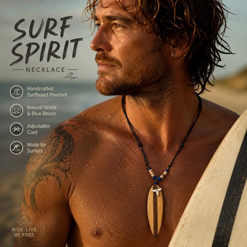 Surfboard pendant necklace - surfboard,