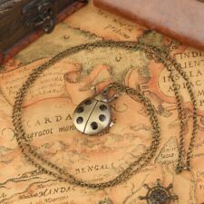Bronze Ladybug Shaped Quartz Pocket Watch with Necklace Chain Watches Kids Gifts