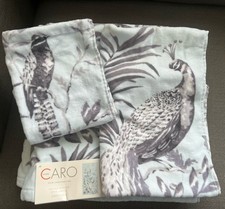Caro Bird BATH TOWEL Set 5 Pc Grey Blue New Rare