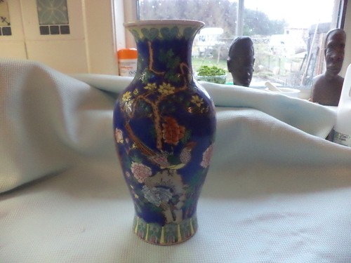 Chinese hand painted vase - painted,