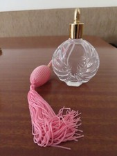 VINTAGE VCA FRANCE CRYSTAL PERFUME ATOMISER BOTTLE WITH PINK TASSLE PUMP