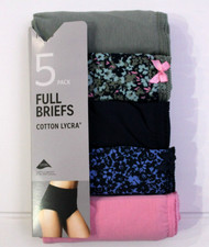 Ex M & S Ladies 5 Pack Cotton Lycra Full Briefs Knickers Underwear Size 10 to 18