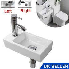 Small Bathroom Wall Hung Cloakroom White Ceramic Compact Hand Wash Basin Sink