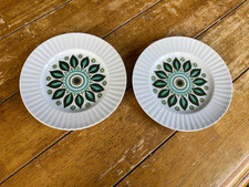 Vintage Retro Alfred Meakin Leeds White & Green Pattern Bread Tea Side Plate x 2