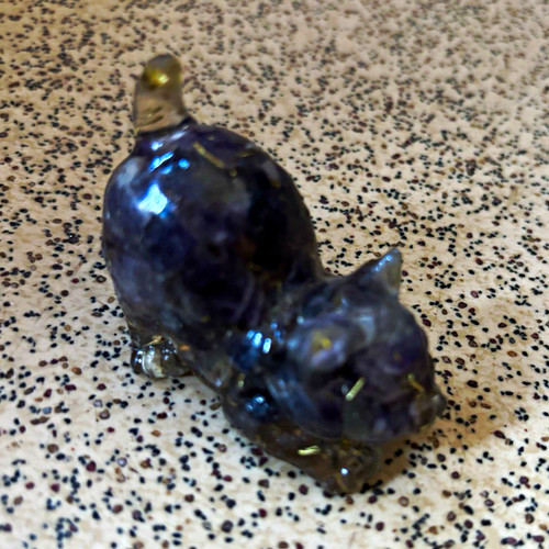 Small glass crystal cat - small,