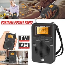 Mini Portable Pocket LCD Display Digital AM/FM Radio Battery Powered Speaker UK