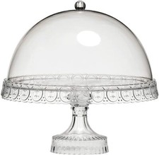 Cake Cupcake Muffin Display Plastic Stand Transparent Dome Lid Plate -NEW