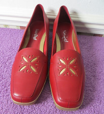 Van Dal ~ Red & Gold  Leather Low Heel  Slip On Shoes Size 5 ~ New