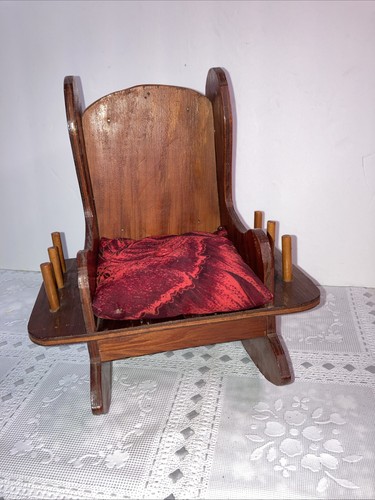 Vtg handcrafted wood rocking - handcrafted,