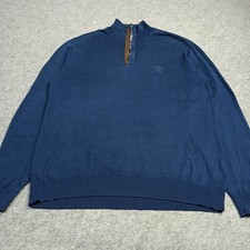 Paul & Shark Mens 1/4 Zip Sweater Size L Blue Cotton Elbow Patches Mock Neck