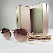 Bvlgari 6091-B Sunglasses Gold Brown Gradient Round 61-17-140 Italy Box Case