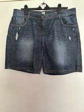 Ladies Denim Shorts Sz 18 Zip & Button Closure Dark Denim