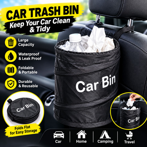 Foldable car trash bin - trash,