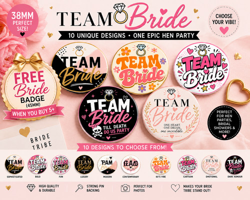 Team bride badges hen - bride,
