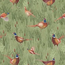 Fat Quarter Nutex Country Pheasants Bullrush Game Bird Grass 100% Cotton Fabric