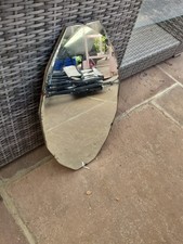 Vintage 1930s Art Deco Bevelled Edge Octaganal Wall Mirror With Hanging Chain