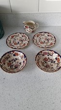 Masons Ironstone Mandalay Bruges Breakfast Bowl x 2, Side Plate x 2 & Milk Jug