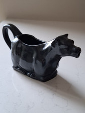 Black Ceramic Cow Milk Jug Creamer Vintage
