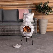 Outdoor Clay Chiminea Patio Heater Firepit Rustic Garden Heating 85cm