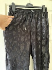 NEW Black ZARA Chiffon Leopard Print Joggers/Pants/Pull On Trousers S 10