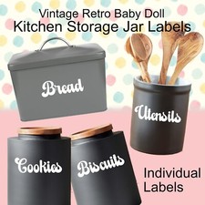 Biscuits, Cookies, Bread Utensil Kitchen Pots, Jars, Caddy Labels - Baby Doll