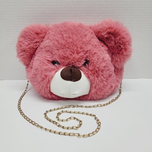 Plush pink bear head - plush,