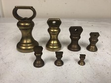 Set Of 7 Vintage Imperial Bell Brass Weights For Balanced Scales Kitchen